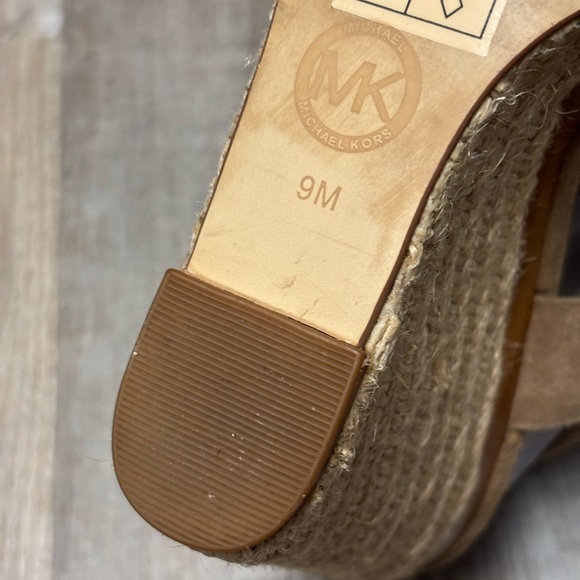 Michael Michael Kors Tan Suede Wood Heel Wedge Espadrilles - Picture 5 of 9